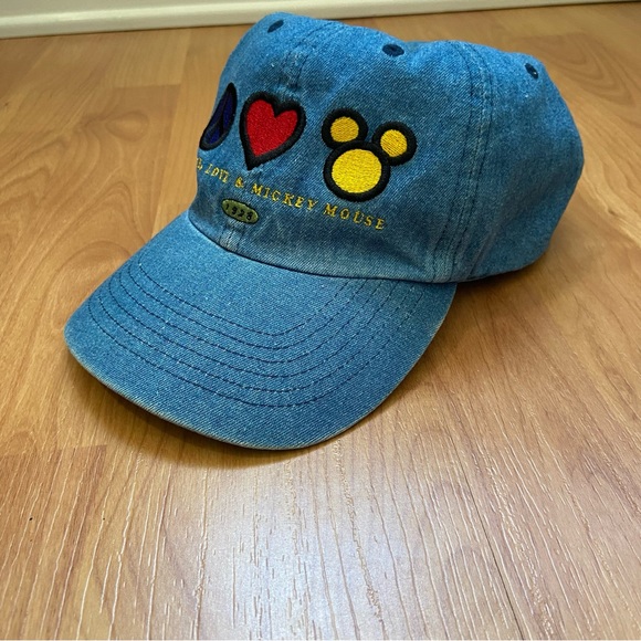 Disney Peace, Love & Mickey Mouse Logo Denim Strap Back Hat main image 4